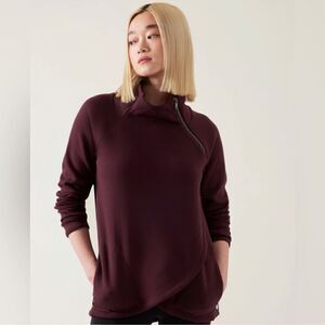 Athleta Cozy Karma Asym Pullover Maroon SP Petite
